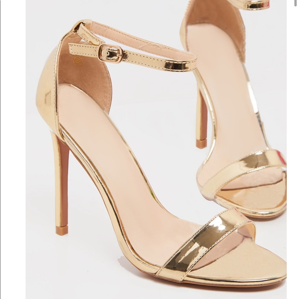 Pretty Little Thing Metallic Gold Strap Heels